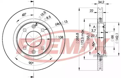 Тормозной диск FREMAX для PEUGEOT 207 CC (WD_) 1.6 HDi