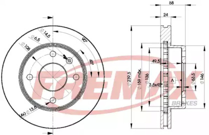 Тормозной диск FREMAX для FORD SIERRA Хэтчбек (GBC, GBG) 2.3 D