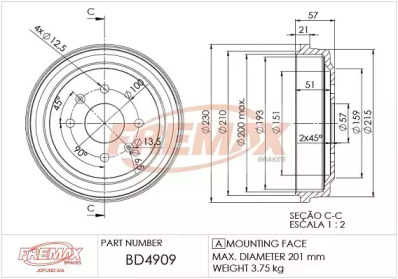 Барабанный тормозной механизм FREMAX для CHEVROLET KALOS 1.2