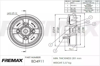 Барабанный тормозной механизм FREMAX для CHEVROLET KALOS 1.4 16V