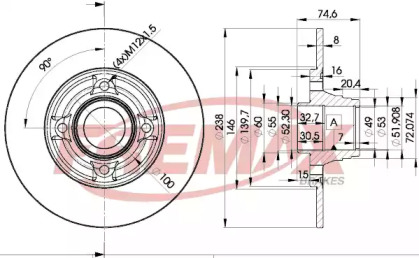 Дисковой тормозной механизм FREMAX для RENAULT CLIO I (B/C57_, 5/357_) 1.4