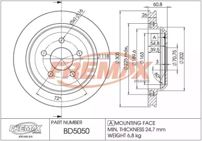 Дисковой тормозной механизм FREMAX для CHEVROLET CAMARO 3.8