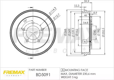 Барабанный тормозной механизм FREMAX для JEEP COMPASS (MK49) 2.0