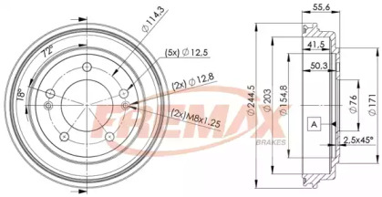 Барабанный тормозной механизм FREMAX для KIA SOUL (AM) 1.6 CVVT