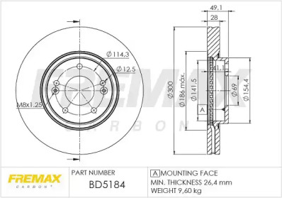 Дисковой тормозной механизм FREMAX для KIA SORENTO I (JC) 3.3 V6