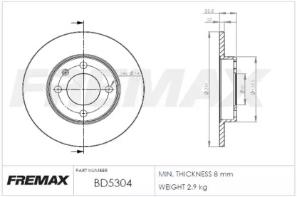 Тормозной диск FREMAX для VW POLO (6N1) 64 1.9 D