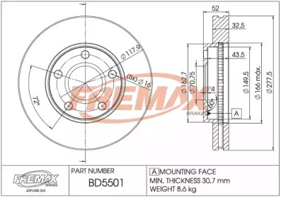 Дисковой тормозной механизм FREMAX для CHEVROLET CAMARO 5.7 V8