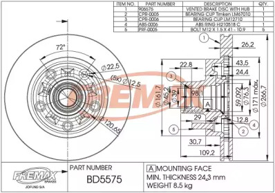 Дисковой тормозной механизм FREMAX для CHEVROLET S10 Пикап 4.3 4x4