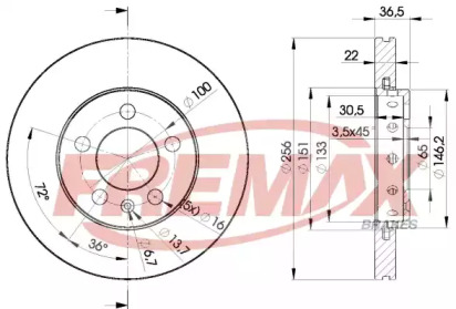 Тормозной диск FREMAX для VW POLO (6R, 6C) 1.2 TSI