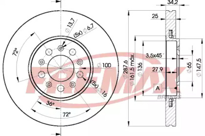 Тормозной диск FREMAX для VW POLO (6R, 6C) 1.2 TSI