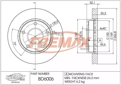 Дисковой тормозной механизм FREMAX для CHEVROLET S10 Пикап 4.3 4x4