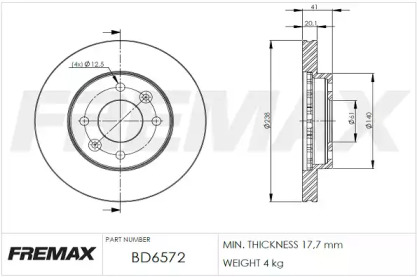 Тормозной диск FREMAX для NISSAN KUBISTAR (X76) 1.5 dCi