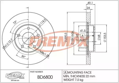 Дисковой тормозной механизм FREMAX для NISSAN 350 Z купе (Z33) 3.5