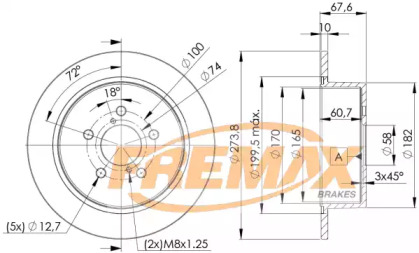 Тормозной диск FREMAX для SUBARU IMPREZA седан (GD) 2.0 WRX Turbo AWD