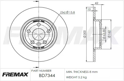 Тормозной диск FREMAX для JAGUAR XE (X760) 2.0 D