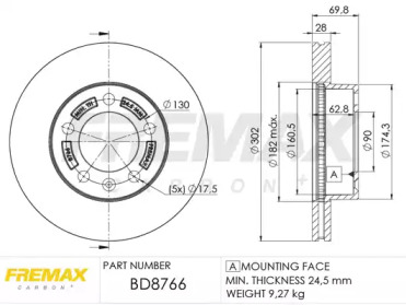 Тормозной диск FREMAX для NISSAN NV400 c бортовой платформой/ходовая часть dCi 165
