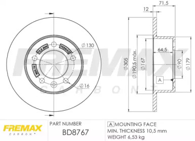 Тормозной диск FREMAX для NISSAN NV400 c бортовой платформой/ходовая часть dCi 165