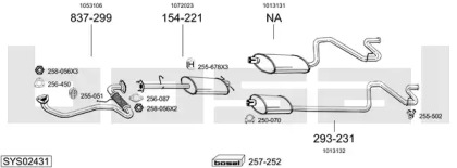 Выхлопная система BOSAL для FORD TRANSIT c бортовой платформой/ходовая часть (E_ _) 2.5 TD (EME/L/S, ENE/L/S)
