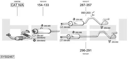 Выхлопная система BOSAL для FORD TRANSIT c бортовой платформой/ходовая часть (E_ _) 2.5 DI (EML/S, ENL/S)