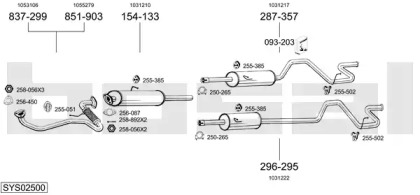 Выхлопная система BOSAL для FORD TRANSIT c бортовой платформой/ходовая часть (E_ _) 2.5 TD (EME/L/S, ENE/L/S)
