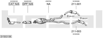 Выхлопная система BOSAL для LAND ROVER DISCOVERY III (L319) 2.7 TD 4x4