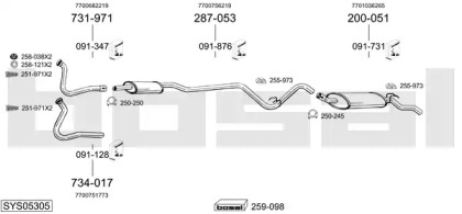 Выхлопная система BOSAL для RENAULT RAPID Фургон (F40_, G40_) 1.4 (F402)