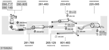 Выхлопная система BOSAL для SKODA FABIA I Combi (6Y5) 1.2