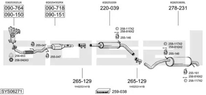 Выхлопная система BOSAL для SKODA FABIA I Combi (6Y5) 1.4 16V