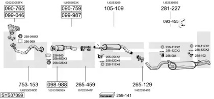 Выхлопная система BOSAL для VW BORA Variant (1J6) 1.4 16V