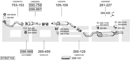 Выхлопная система BOSAL для VW BORA Variant (1J6) 1.4 16V