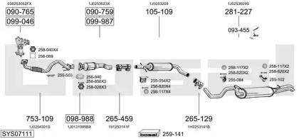 Выхлопная система BOSAL для VW BORA Variant (1J6) 1.6 16V