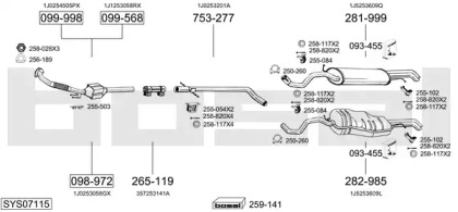 Выхлопная система BOSAL для VW BORA Variant (1J6) 1.9 TDI