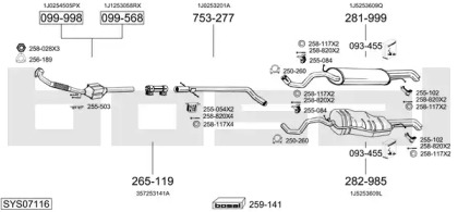 Выхлопная система BOSAL для VW BORA Variant (1J6) 1.9 TDI
