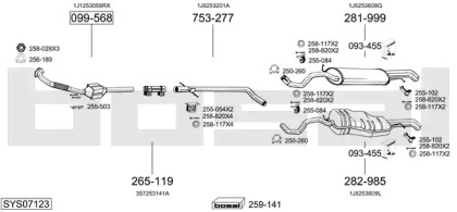 Выхлопная система BOSAL для VW BORA Variant (1J6) 1.9 TDI