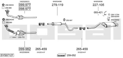 Выхлопная система BOSAL для VW CADDY II Variant (9K9B) 1.9 SDI