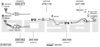 Выхлопная система BOSAL для VW CADDY II Variant (9K9B) 1.9 SDI