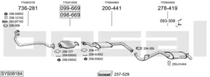 Выхлопная система BOSAL для RENAULT CLIO I (B/C57_, 5/357_) 1.4