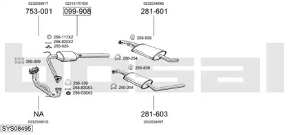 Выхлопная система BOSAL для VW TRANSPORTER IV c бортовой платформой/ходовая часть (70XD) 2.5 Syncro