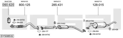 Выхлопная система BOSAL для CHEVROLET AVEO седан (T250, T255) 1.4