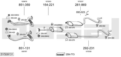 Выхлопная система BOSAL для FORD TRANSIT автобус (E_ _) 2.5 DI (EBL, ECL, EDS, EDL)