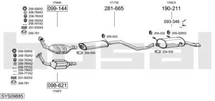 Выхлопная система BOSAL для PEUGEOT 306 Кабриолет (7D, N3, N5) 2.0 16V
