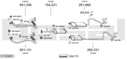 Выхлопная система BOSAL для FORD TRANSIT Фургон (E_ _) 2.5 DI (EAL, EAS)