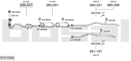Выхлопная система BOSAL для FORD TRANSIT Фургон (FA_ _) 2.0 DI (FAE_, FAF_, FAG_)