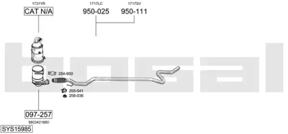 Выхлопная система BOSAL для PEUGEOT 207 CC (WD_) 1.6 HDi