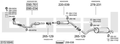 Выхлопная система BOSAL для SKODA FABIA I Combi (6Y5) 1.4 16V
