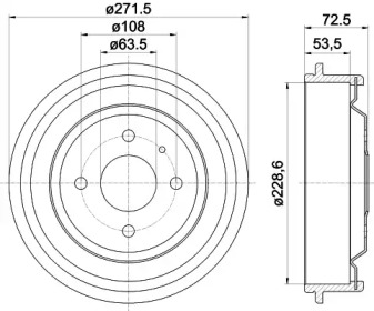 Тормозной барабан HELLA PAGID для FORD ESCORT '95 Фургон (AVL) 1.8 D