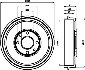 Тормозной барабан HELLA PAGID для ALFA ROMEO 146 (930_) 1.9 TD (930.B4A)
