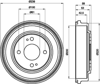 Барабанный тормозной механизм HELLA PAGID для HONDA CIVIC VI Fastback (MA, MB) 2.0 i TD (MB7)
