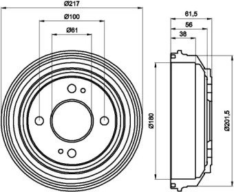 Тормозной барабан HELLA PAGID для HONDA CRX I (AF, AS) 1.5 i (AF)