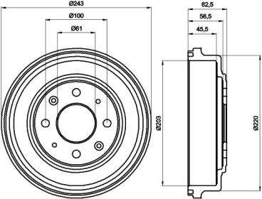 Барабанный тормозной механизм HELLA PAGID для HONDA CIVIC VI Fastback (MA, MB) 1.5 i Vtec-E (MA9)
